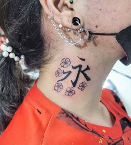 Japanese Kanji Tattoos on Neck