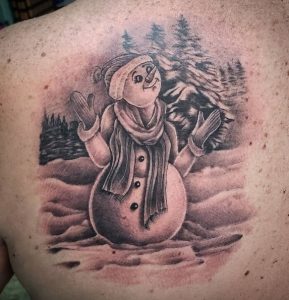 5 Gray Art Snow Tattoo on Back