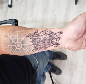 5 Norse Fenrir Wolf Tattoos on Forearm