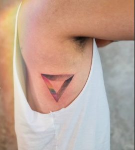 53 Super Creative Triangle Rainbow Mark Tattoo on Rib