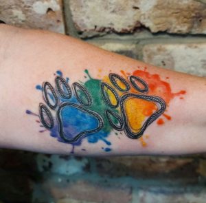56 Fantastic Cats Rainbow Smudge Tattoo on Hand