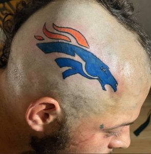 6 Insane Broncos Tattoo on Head