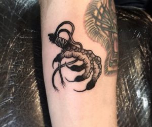 6 Megnificent Dark Ink Dot Designed Claw Tattoo on Forearm