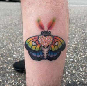 60 Cute Small Rainbow Color Butterfly Tattoo on Leg