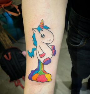 63 Rainbow Unicorn Tattoo on Hand