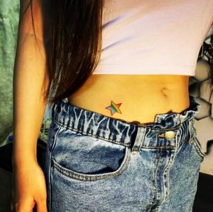 64 Rainbow Star Tattoo on Belly