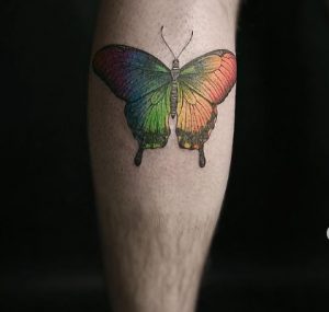 65 Rainbow Butterfly Tattoo Behind the Leg