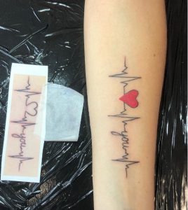 7 Love Expressing Pulse Tattoo on Half Sleeve