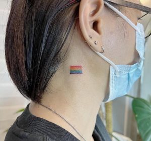 73 Beautiful Flag Style Rainbow Tattoo on Neck
