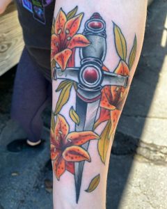 8 Sword Gryffindor Tattoo on Half Arm