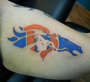 9 Creative Design Denver Broncos Tattoo on Half Arm