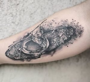 9 Legendary Memorandum Kayak in Adventurous Journey Picture Tattoo on Half Sleeve