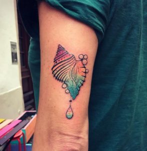 98 Rainbow Snail Tattoo Behind the Arm