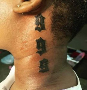 999 tattoo on neck