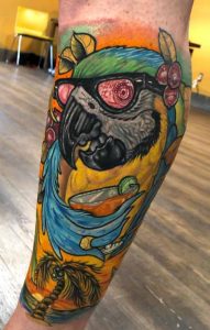 Angry parrot tattoo 3