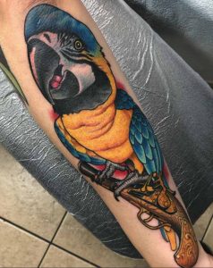 Angry parrot tattoo 4