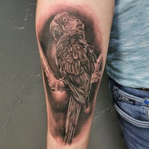 Black and White Parrot Tattoo 3