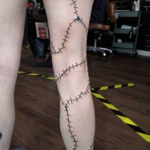 frankenstein stitches tattoo