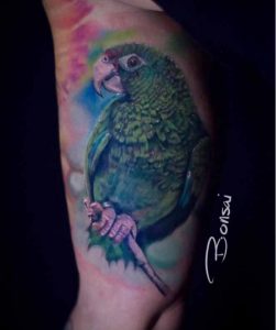 Blue parrot tattoo 3