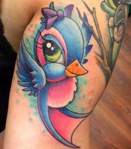 Cartoon parrot tattoo 3