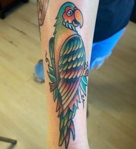 Colour parrot tattoo 1