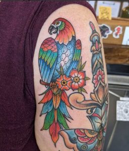 Colour parrot tattoo 2