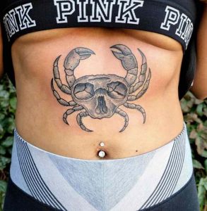 Cute Small Crab Tattoos on belly