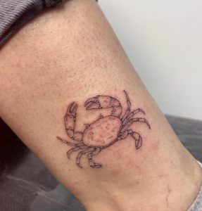 Cute Small Crab Tattoos on foot