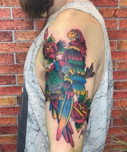 Cute parrot tattoo 3