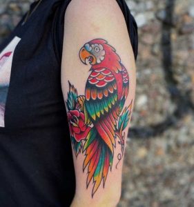 Cute parrot tattoo 4