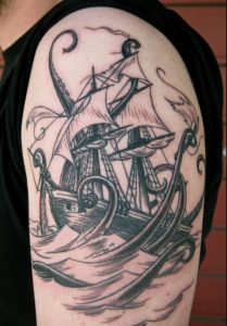Kraken attacking ship tattoo