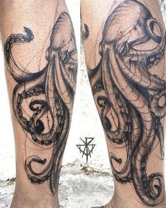 Kraken diver tattoo
