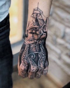 Russell Bishop on Twitter Gotta love a ship and Kraken tattoo Tons of  fun Clients first piece  TattooSociety13 LifesInked TotalTattooMag  shiptattoo tattoo httpstcoMKcDaWRMNx  Twitter