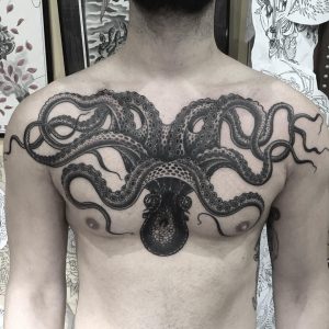 Kraken tattoo chest 1