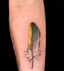 Parrot feather tattoo 1