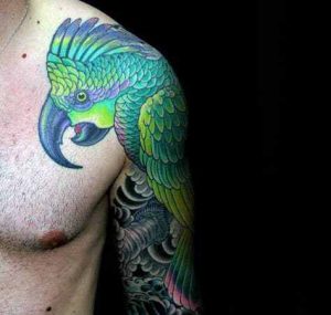 Parrot tattoo shoulder 1