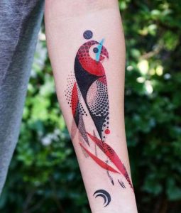 Red parrot tattoo 4