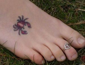 Small Crab Tattoos on foot