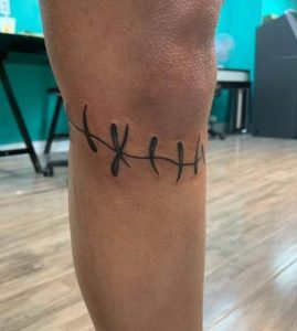 Stitches Tattoo Legs 5
