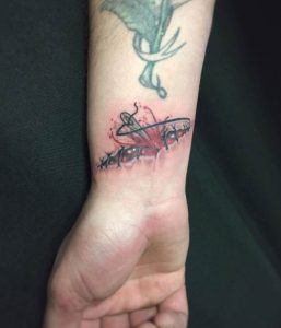 Stitches Tattoo Wrist 3