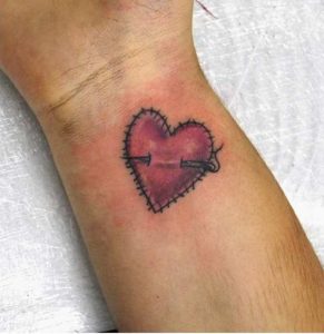 Stitches heart Tattoo 2