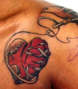 Stitches heart Tattoo 6
