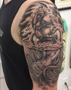 Mens Kraken Full Back Cool Tattoo Design Ideas CoolTattooLife  Back  tattoos for guys Cool back tattoos Ship tattoo sleeves