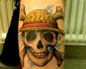 straw Hat Skull tattoo