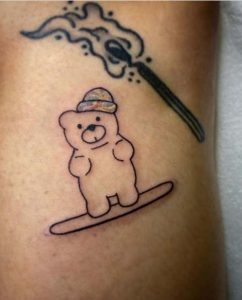 Baby Bear Snowboard Tattoo