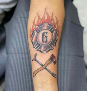 Fire department number tattoo