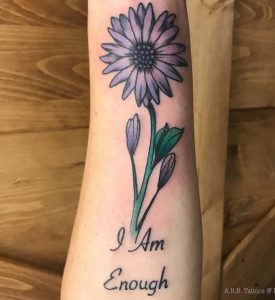 I Am Enough Tattoos With Flowers