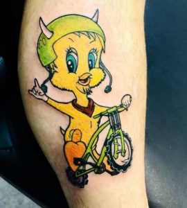 Tweety Bird in Cycle Tattoo