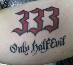 333 Half Evil Bold Tattoo