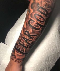 Fear None But God Grey Ink Lil Wayne Chest Tattoo